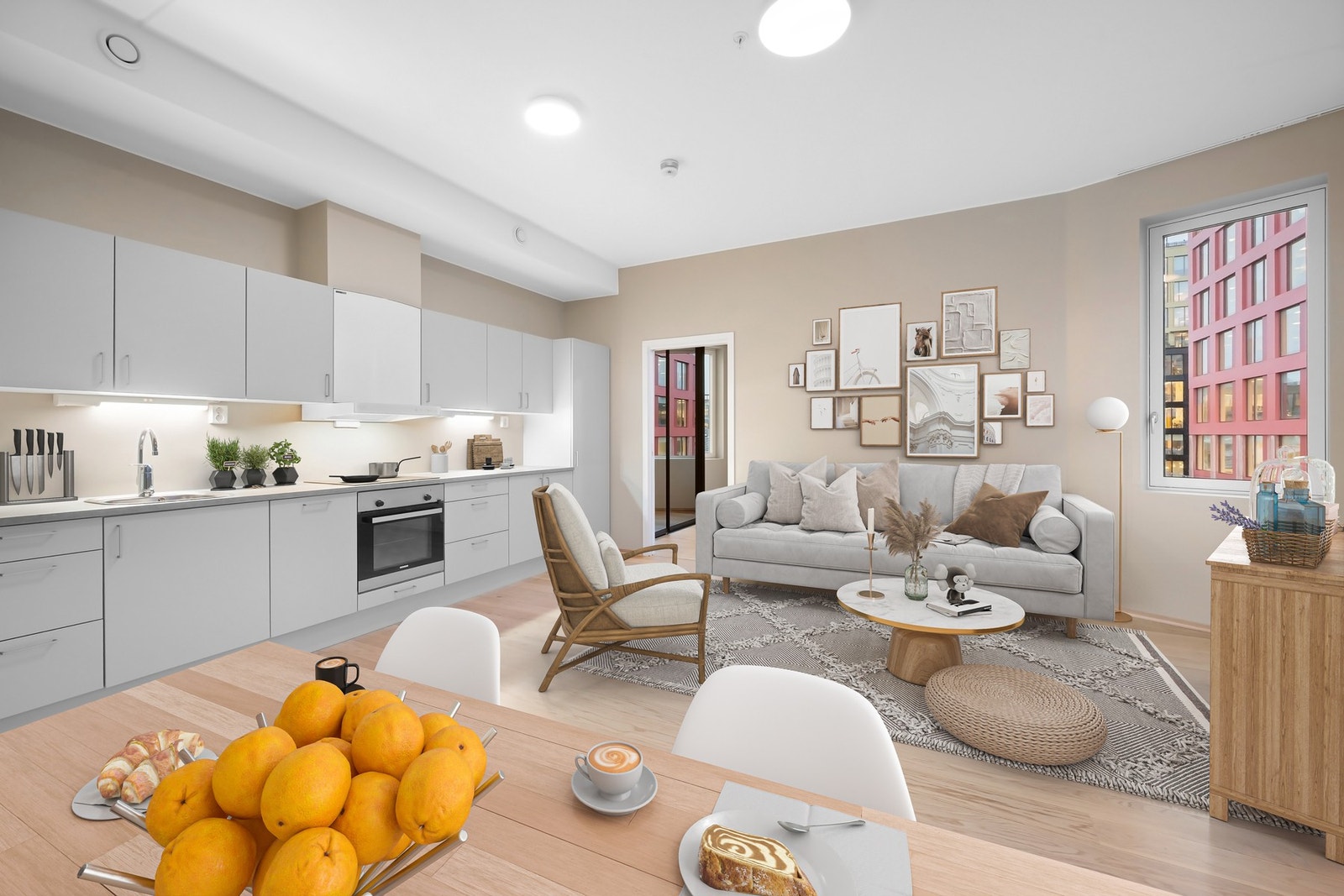 Moderne leilighet i 3.etg på Øya. Bildet er digitalt møblert. Galleribilde