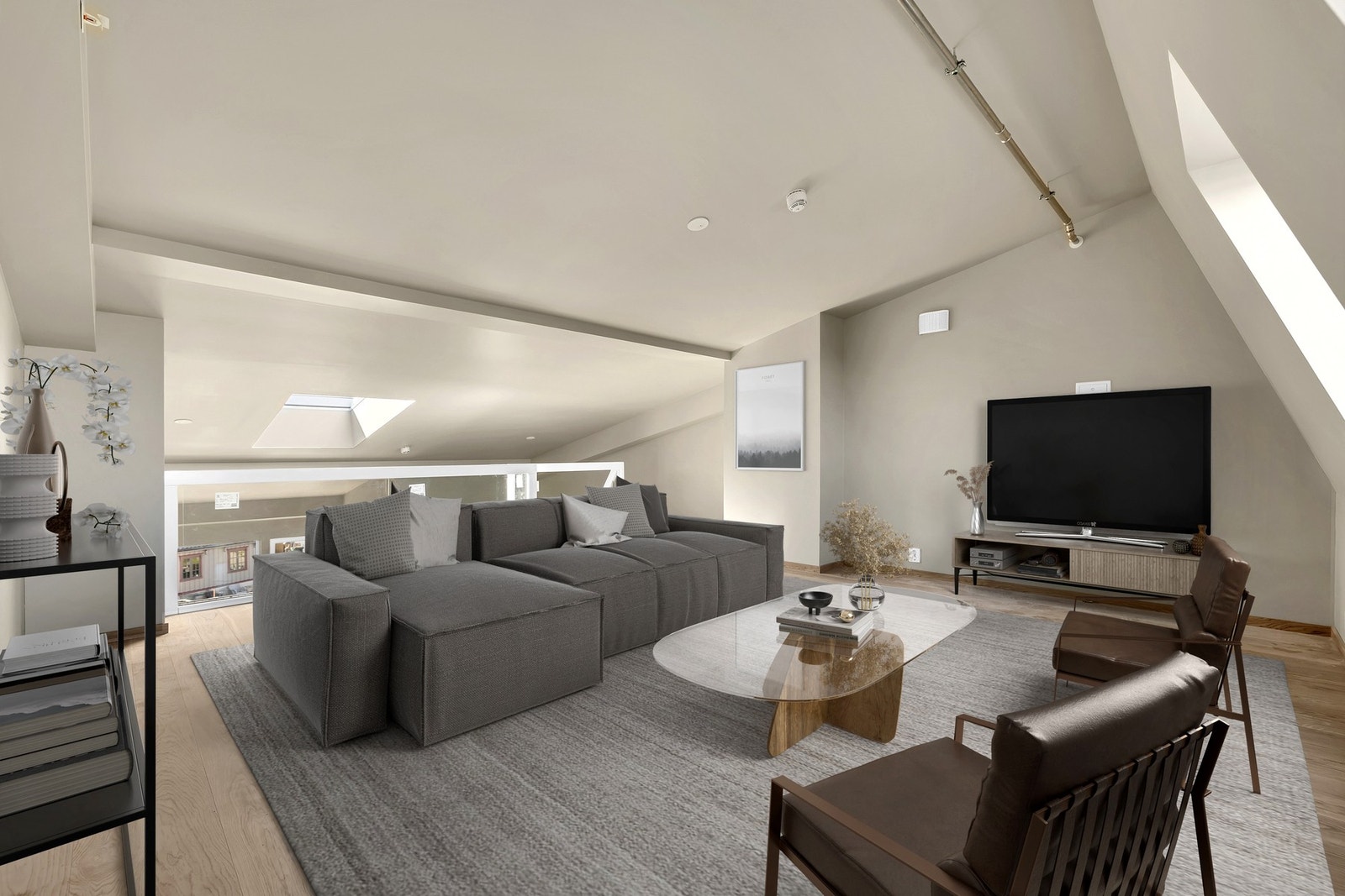 Leiligheten har et stort areal oppe på ca 30 kvm i brutto disponibelt areal (23,6 kvm målbart). Galleribilde