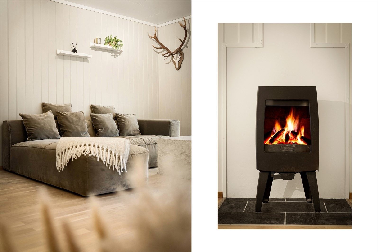 - Peis i stuen sørger for lavere strømkostnader, en behagelig innetemperatur og ikke minst ekstra hygge - Galleribilde