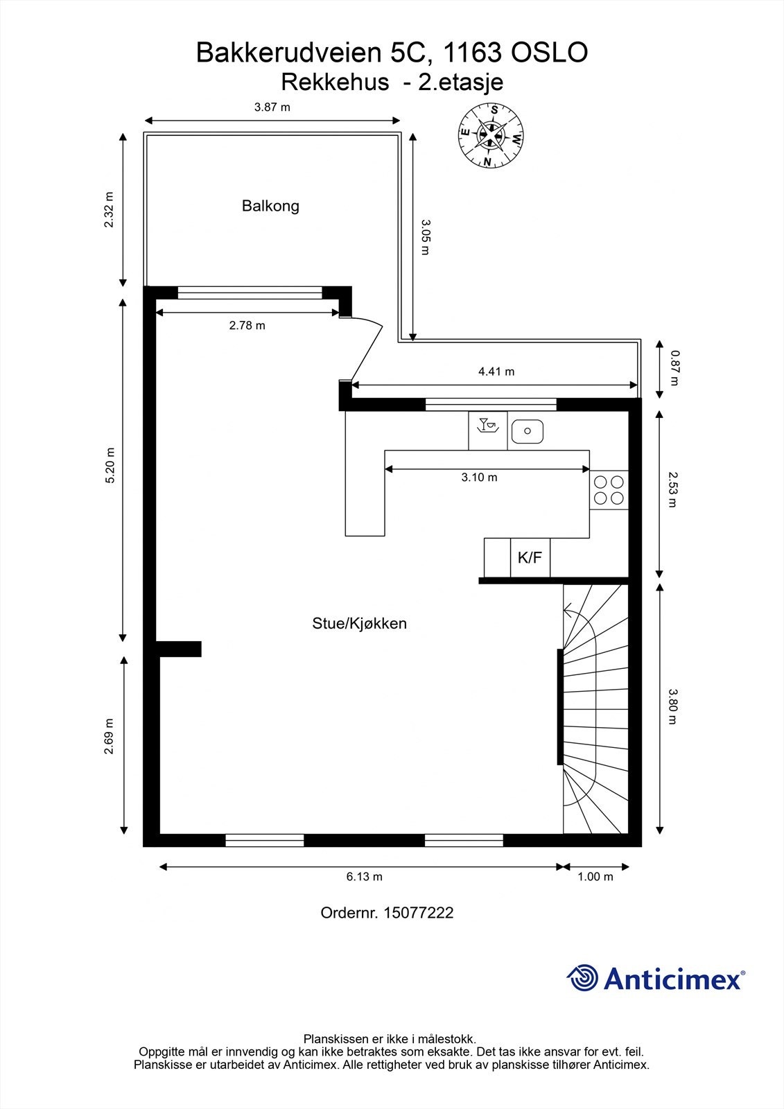 Andre etasje er boligens sosiale sone med en åpen stue- og kjøkkenløsning på 53 m². Galleribilde