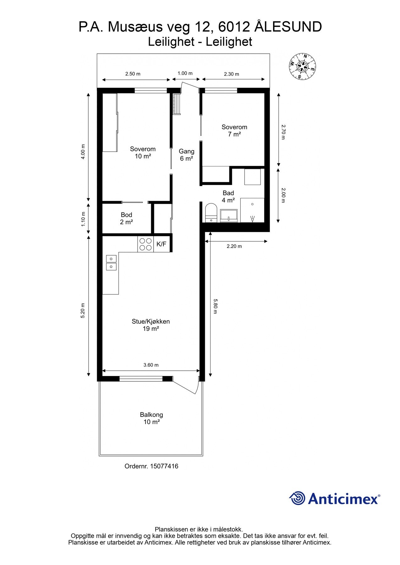 Plantegning. Leiligheten har en praktisk og arealeffektiv planløsning. Galleribilde