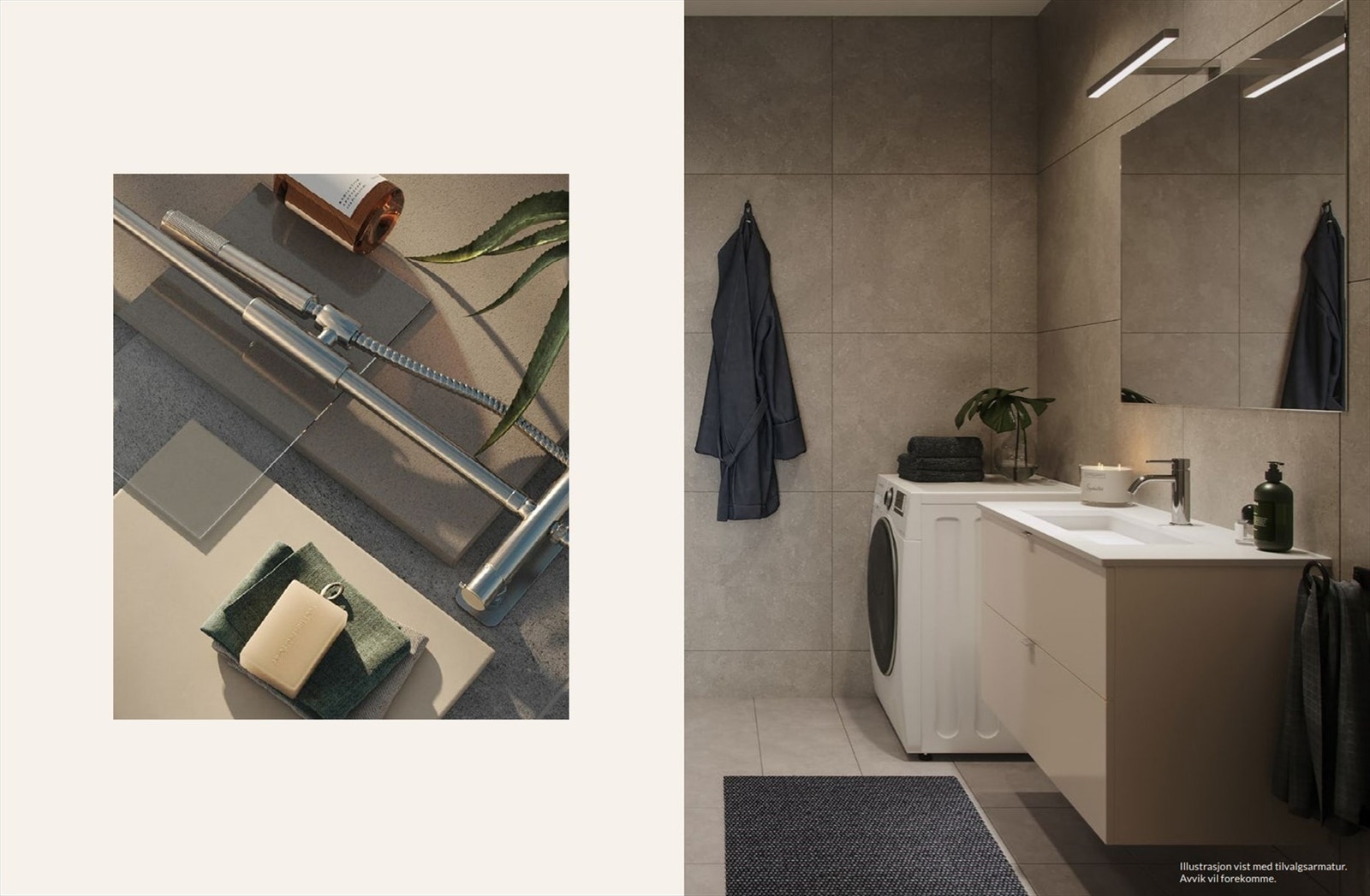 Interiørkonseptet "Kalkstein" på bad. Galleribilde