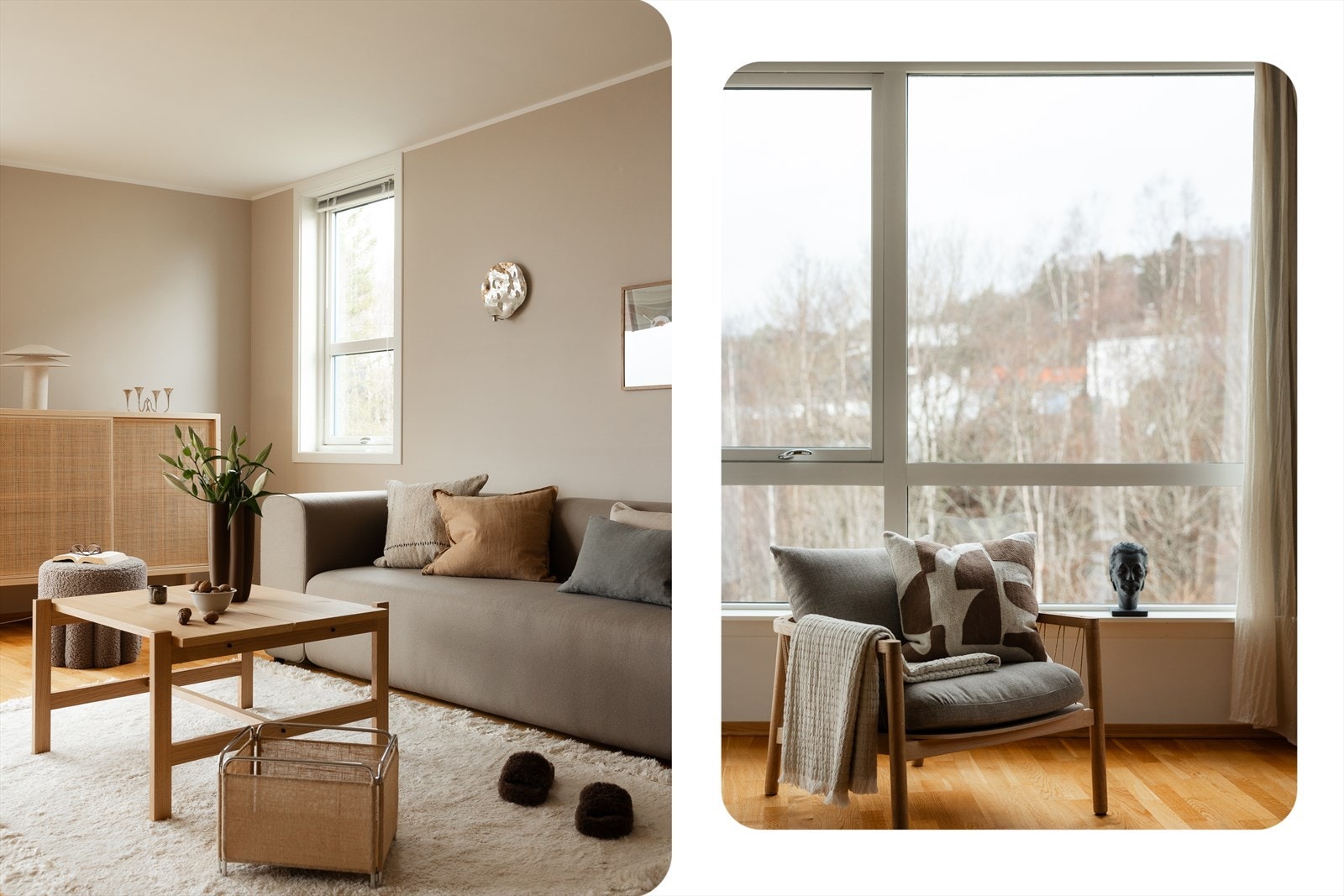 Store vindusflater gir rikelig med naturlig lysinnslipp i stuen Galleribilde