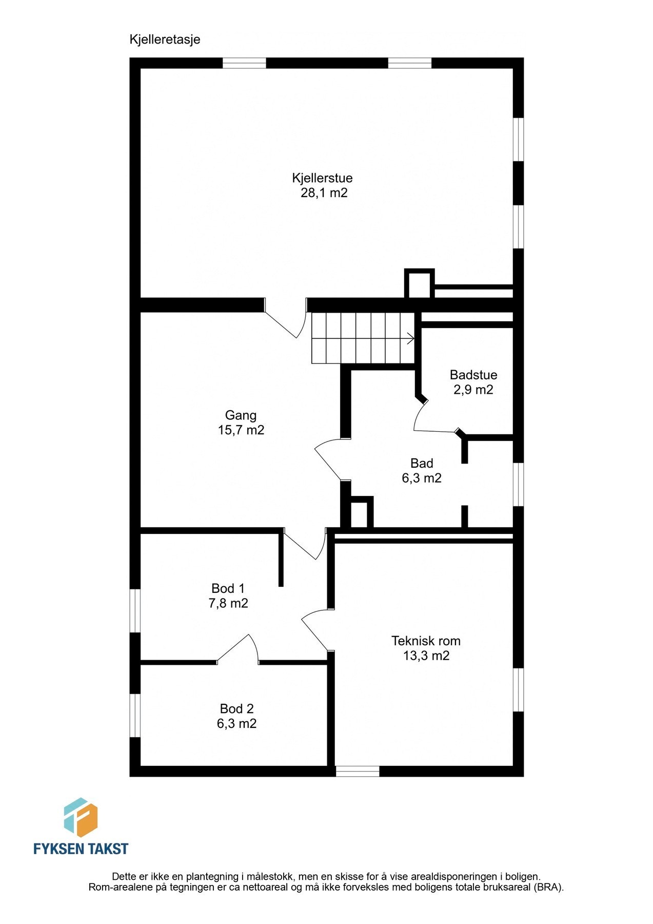 Planskisse kjelleretasje. Galleribilde