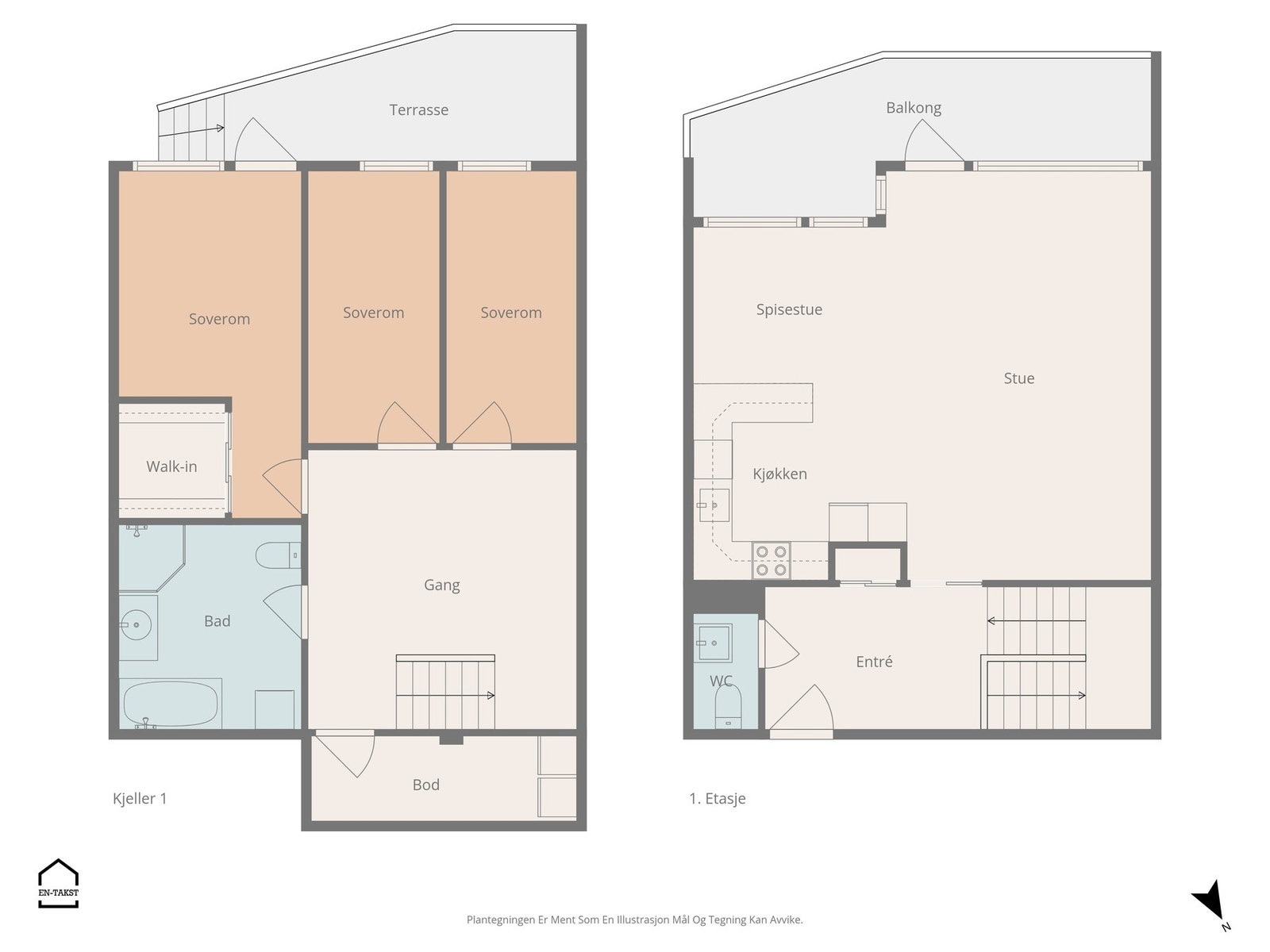 Planskisser for begge etasjene. Galleribilde