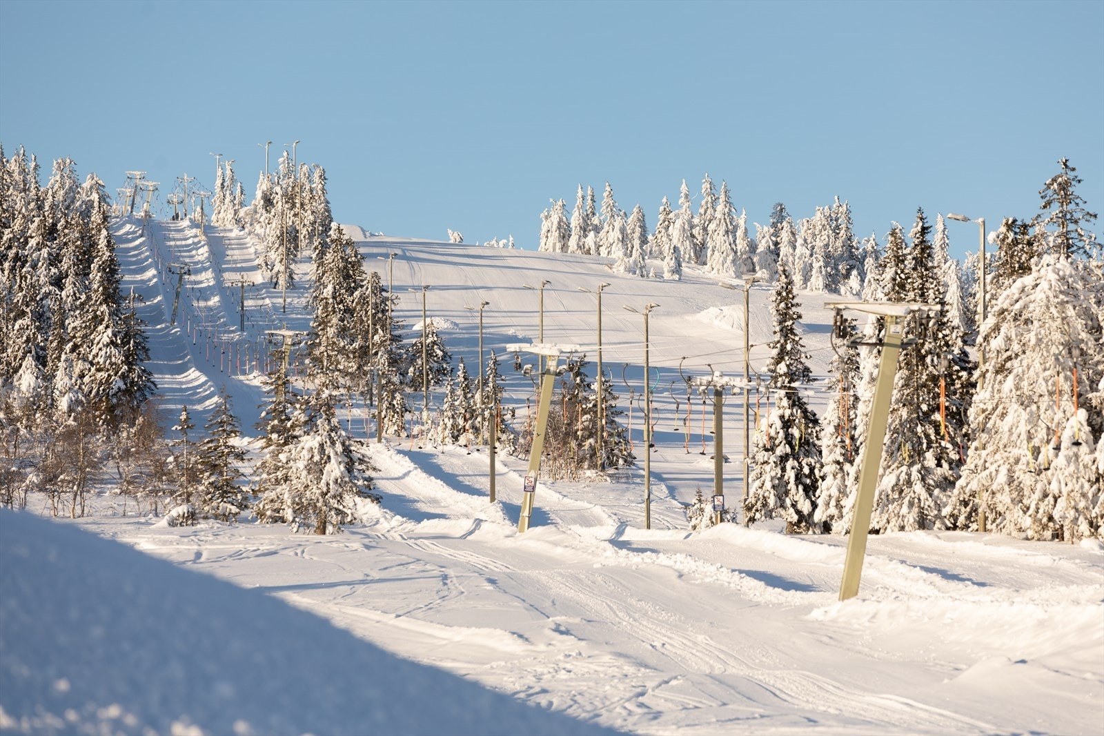 Barna kan gå til og fra skibakken selv- kort vei til skitrekk og barnevennlige nedfarter Galleribilde