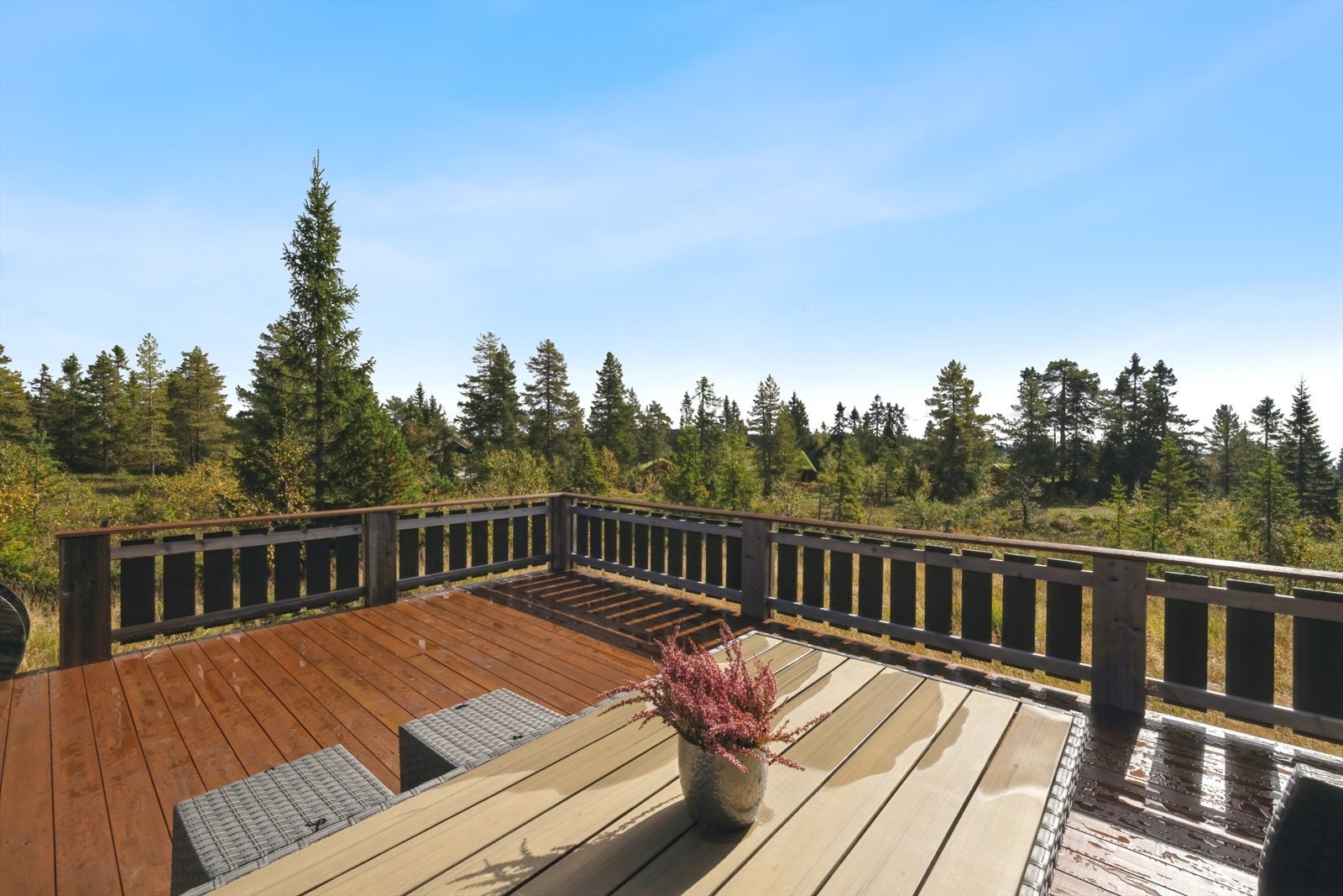 Det er utmerket plass til grill og det man måtte ønske av utemøblement på terrassen. Galleribilde