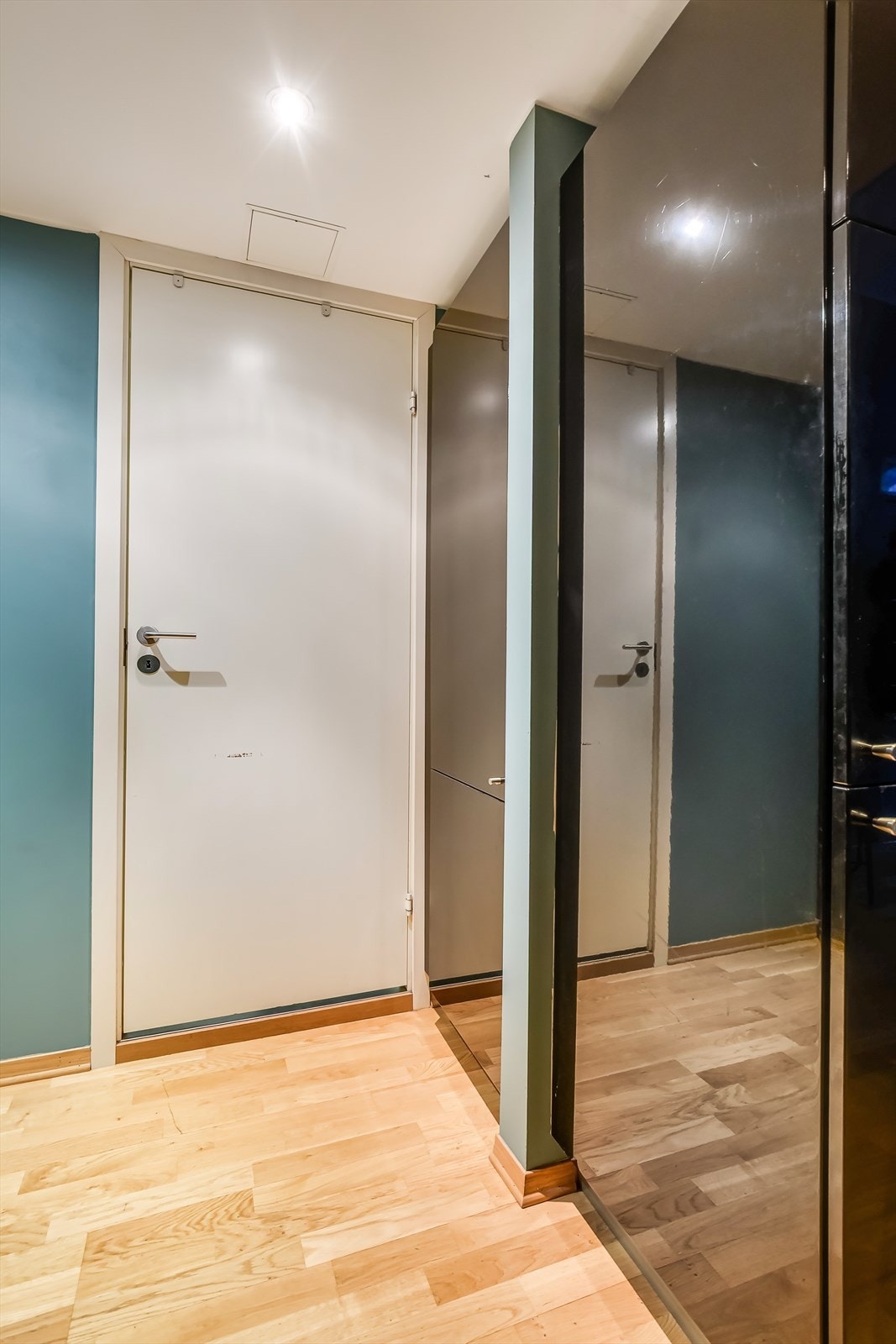 Romslig entré med garderobeskap og plass til å henge fra seg ytterklær og sko Galleribilde