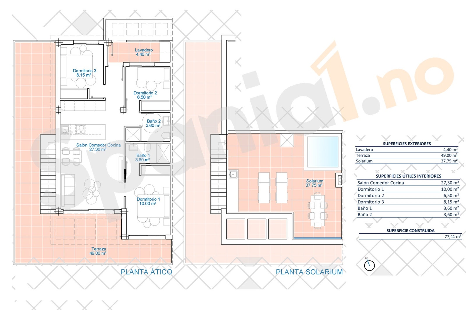 Plantegning toppleilighet med 3 soverom Galleribilde