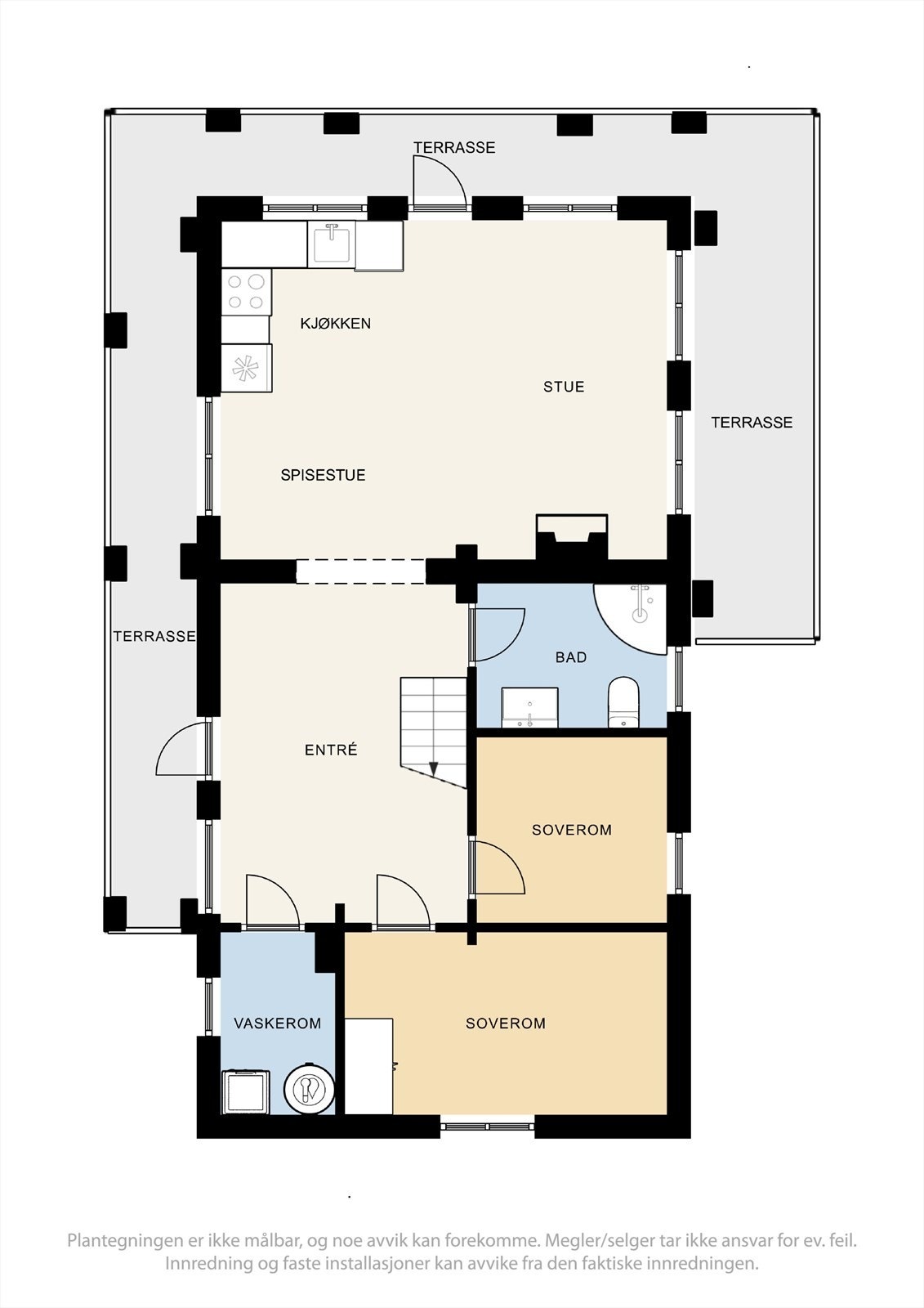 Plantegninger av hytta, 1. etg. Galleribilde