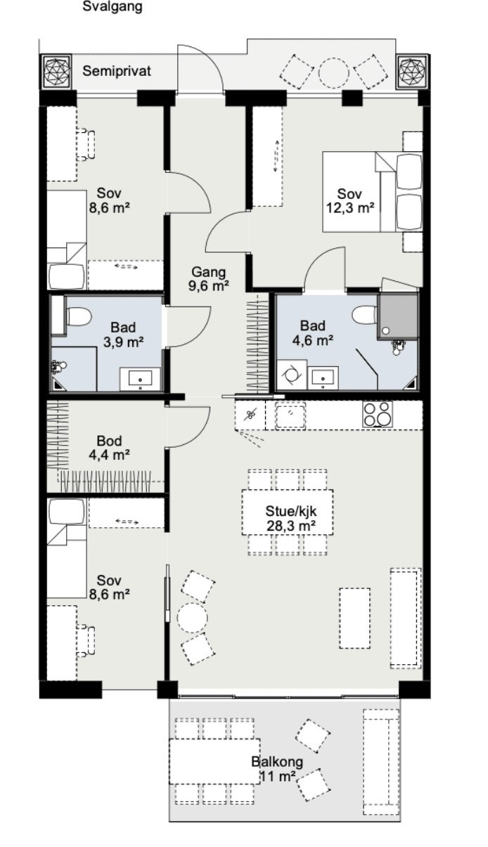 Med 3 soverom Galleribilde