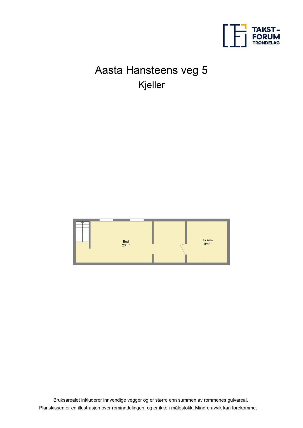 Planskisse kjeller med arealer. Galleribilde