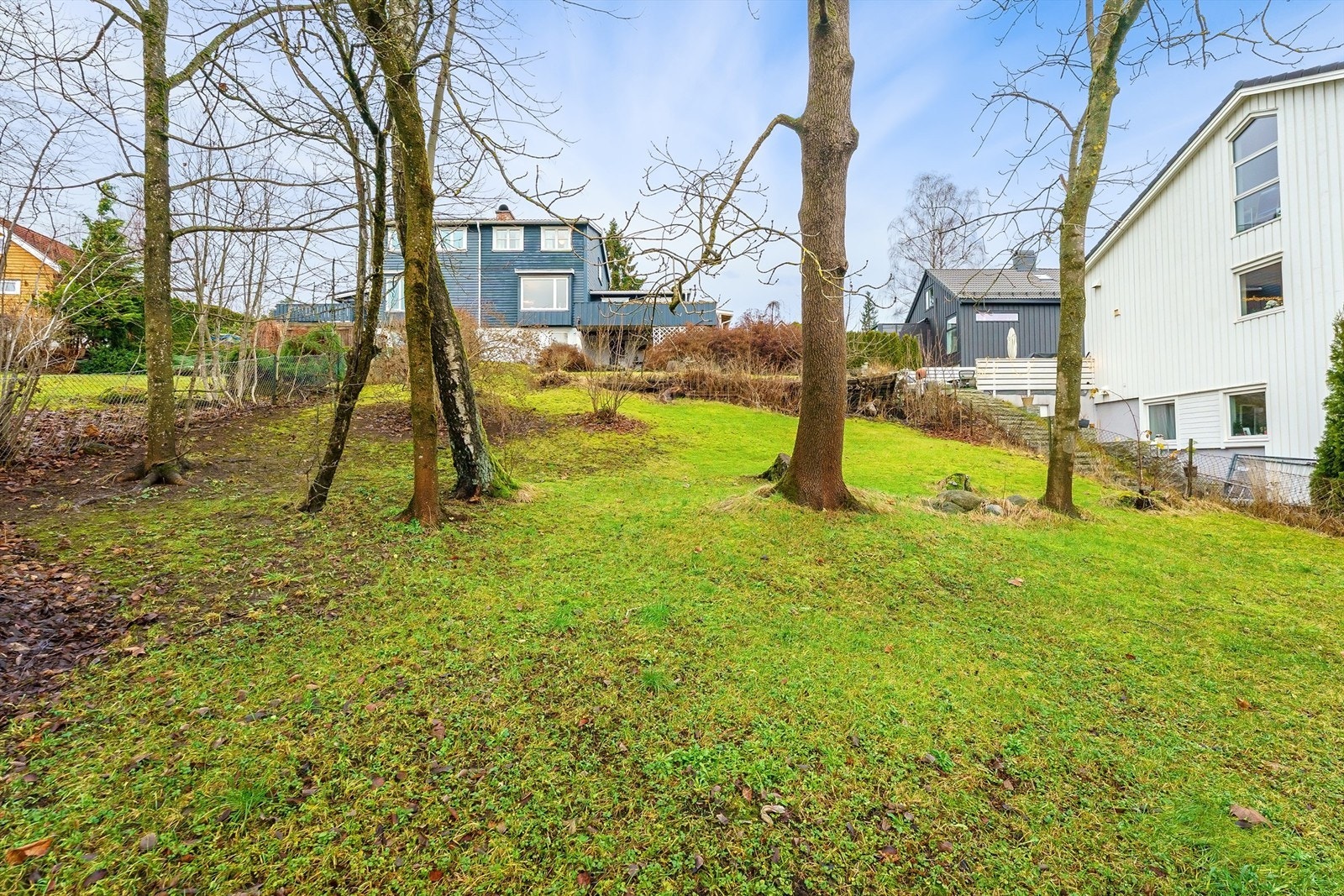 En veletablert og frodig hage som omkranser eiendommen. Galleribilde