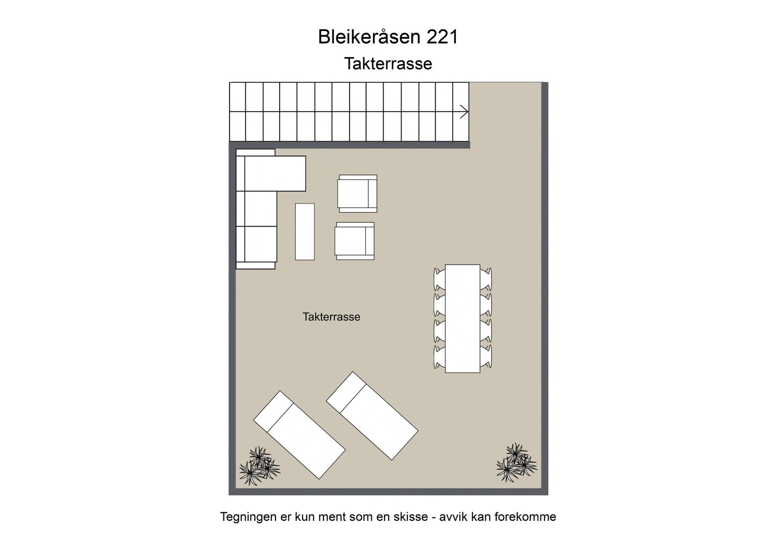 Plantegning takterrasse Galleribilde