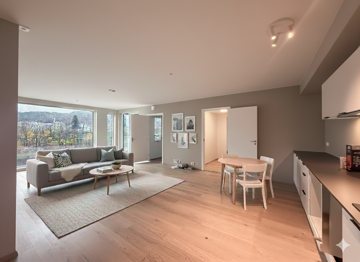 Velkommen til Sødalsveien 117! Bildet er digitalt møblerert Galleribilde