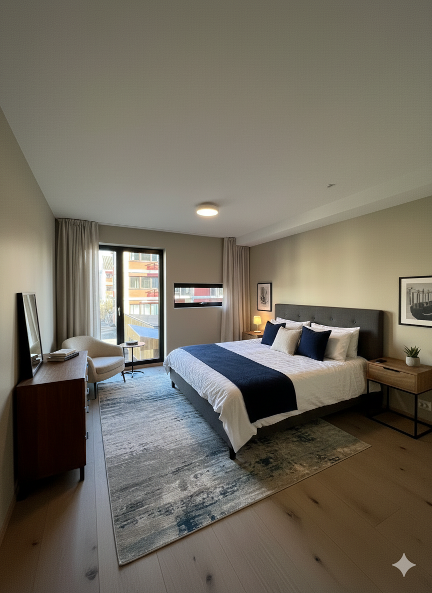 Hovedsoverom, digitalt møblerert. Galleribilde