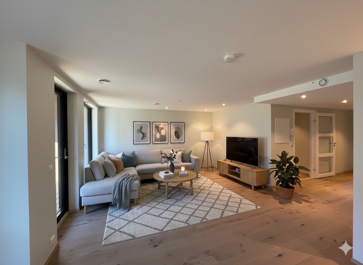 Her er stuen digitalt møblerert Galleribilde