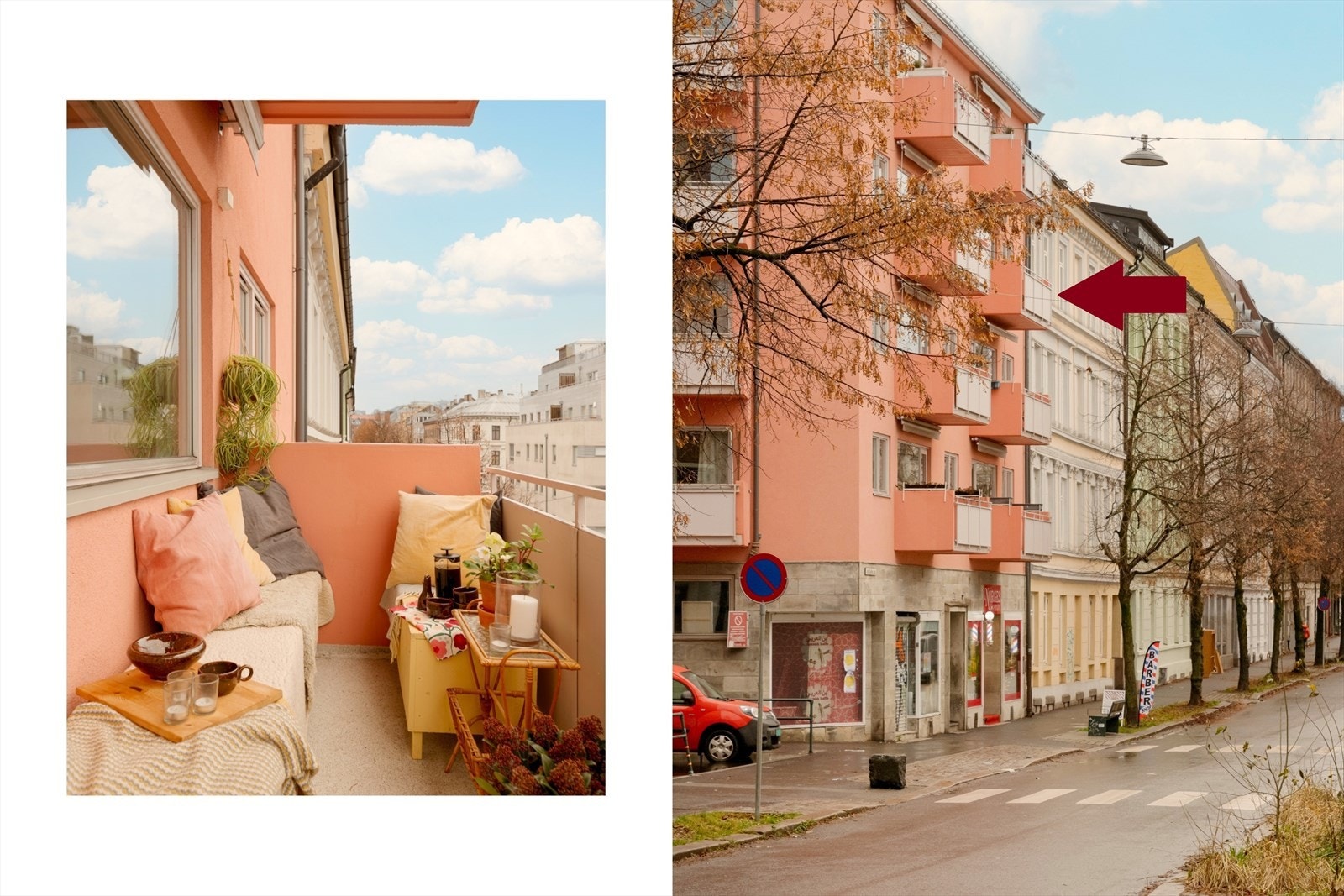 Balkongen vender mot syd med sol fra morgen til kveld. Galleribilde