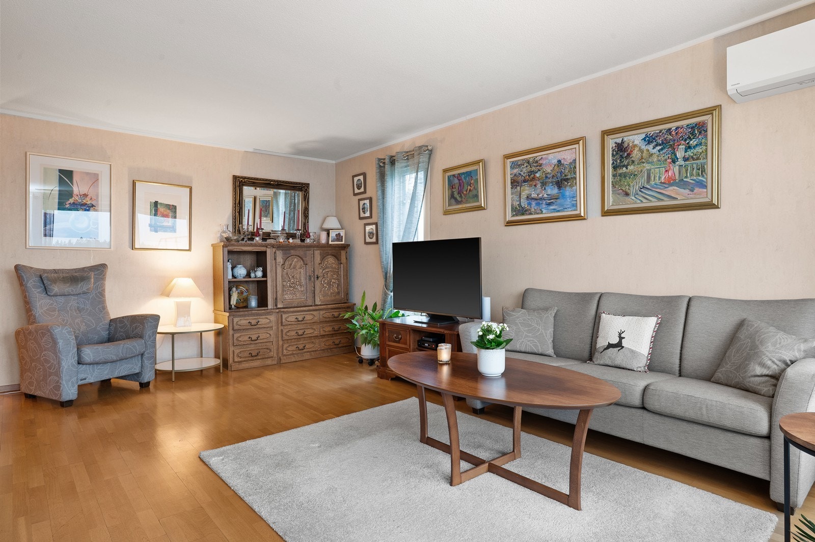 En nyere luft-til-luft-varmepumpe, sørger for effektiv oppvarming. Galleribilde