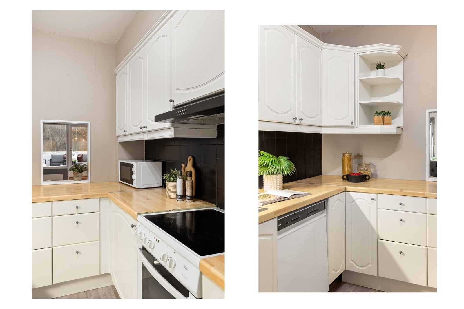 Innredningen har glatte fronter og benkeplate i laminat, som gir et rent og moderne uttrykk. Galleribilde