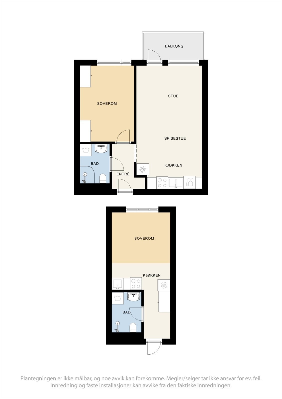 Plantegning leilighet og hybel. Galleribilde