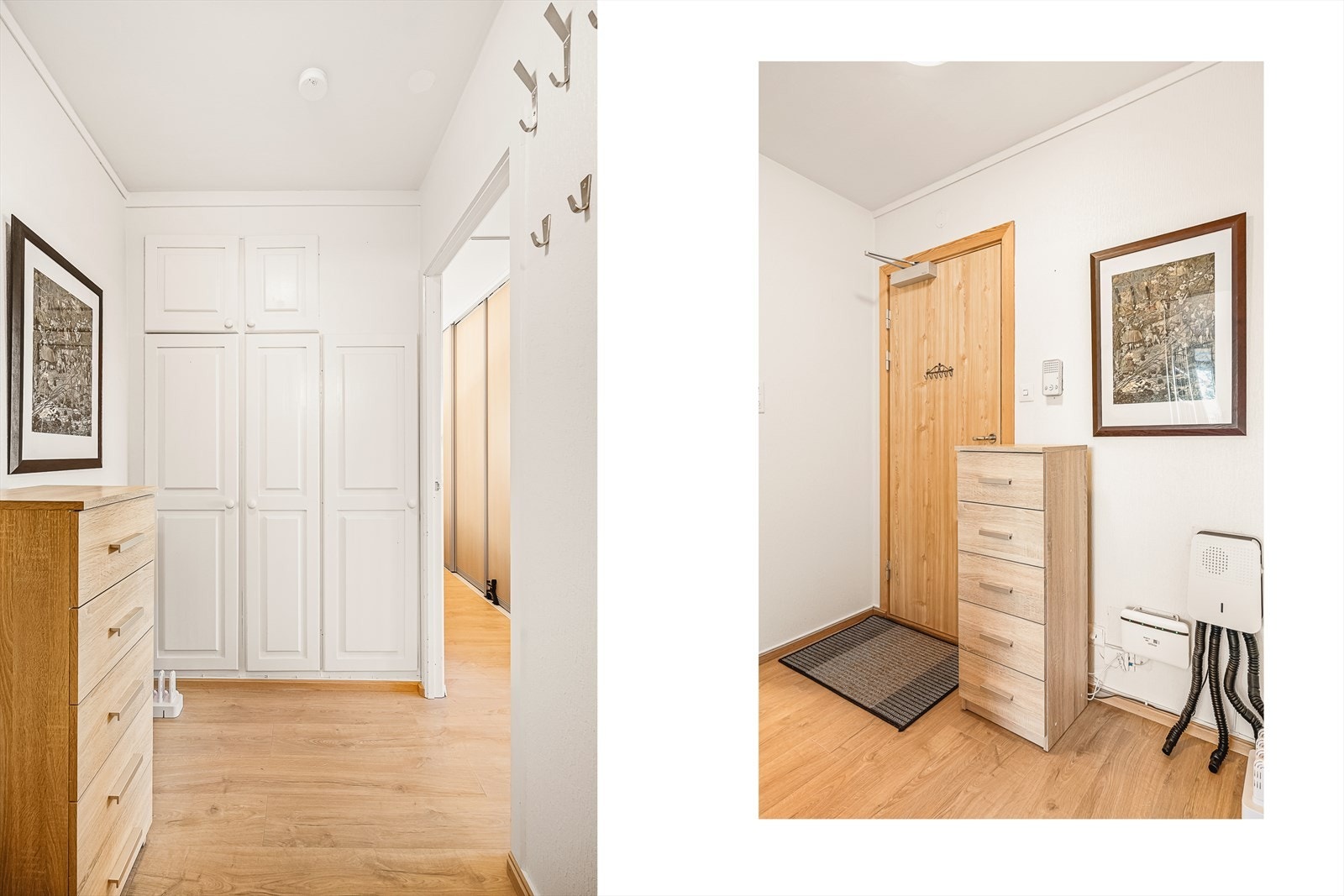 Entréen oppleves romslig med innebygd garderobeskap som gir god plass til sko og yttertøy. Galleribilde