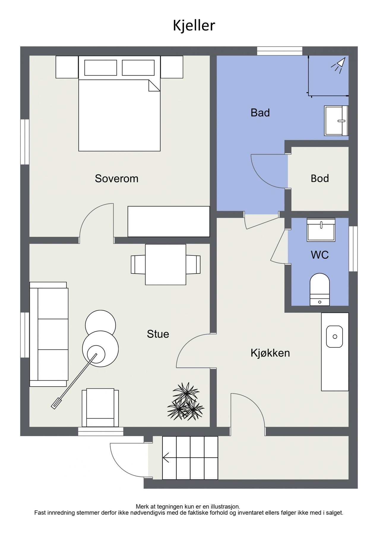 Plantegning kjelleretasje - Se informasjon under ferdigattest og midlertidig brukstillatelse Galleribilde