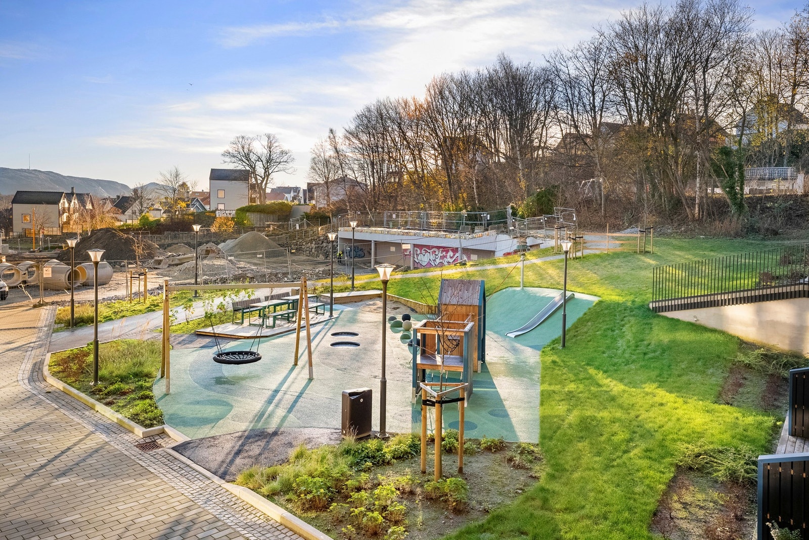 Utbygging av Fargehusene trinn 2 på nabotomt har startet og skal stå ferdig i 2028. Galleribilde