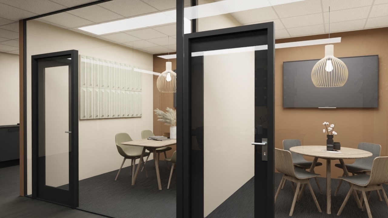 Illustrasjon av innredning av arealet, forslag møterom Galleribilde