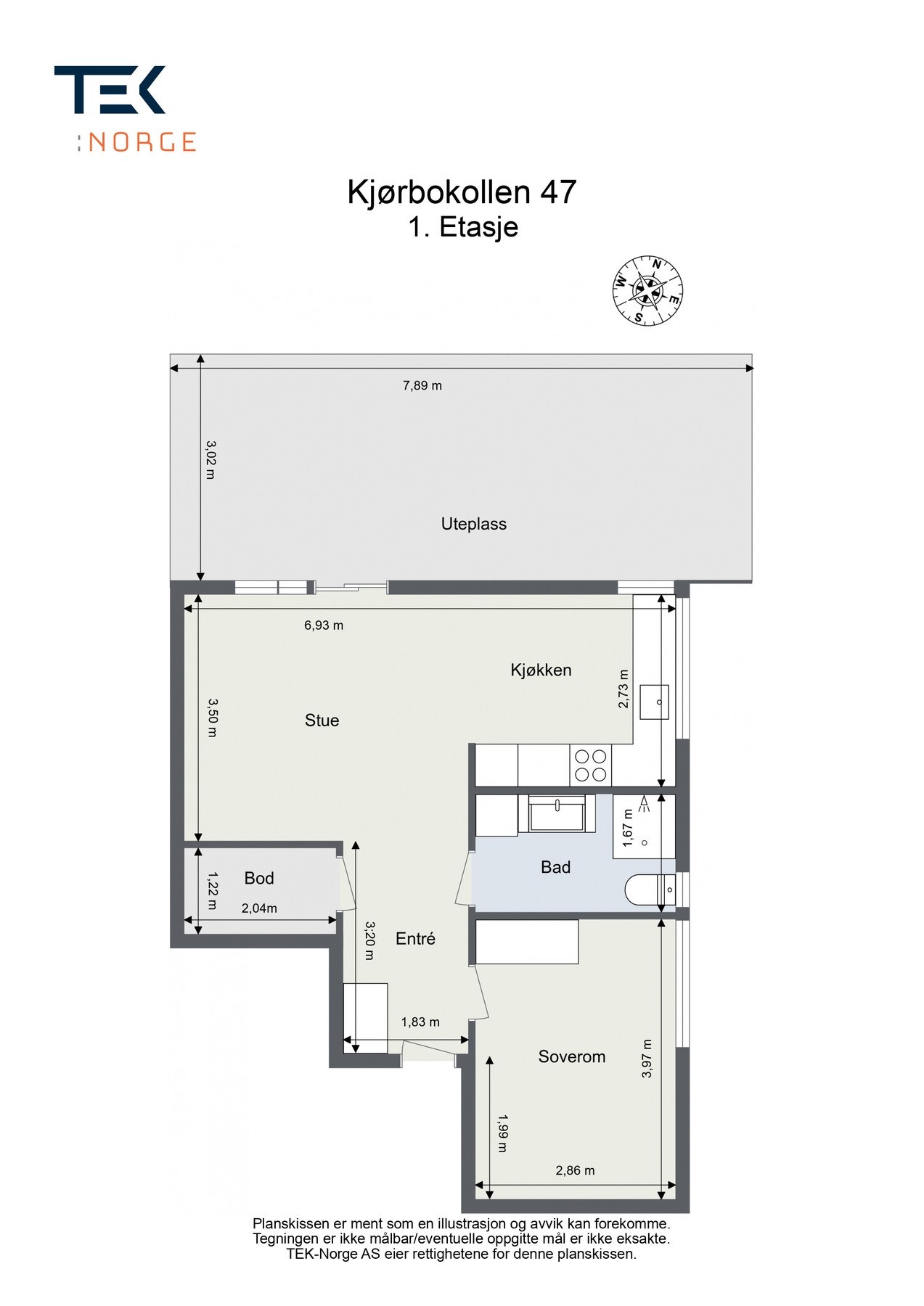 Plantegning Kjørbokollen 47, 1. etasje Galleribilde