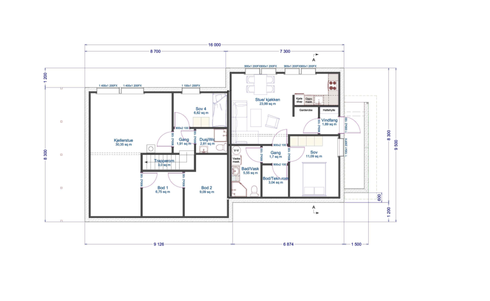 Plantegning sokkel Galleribilde