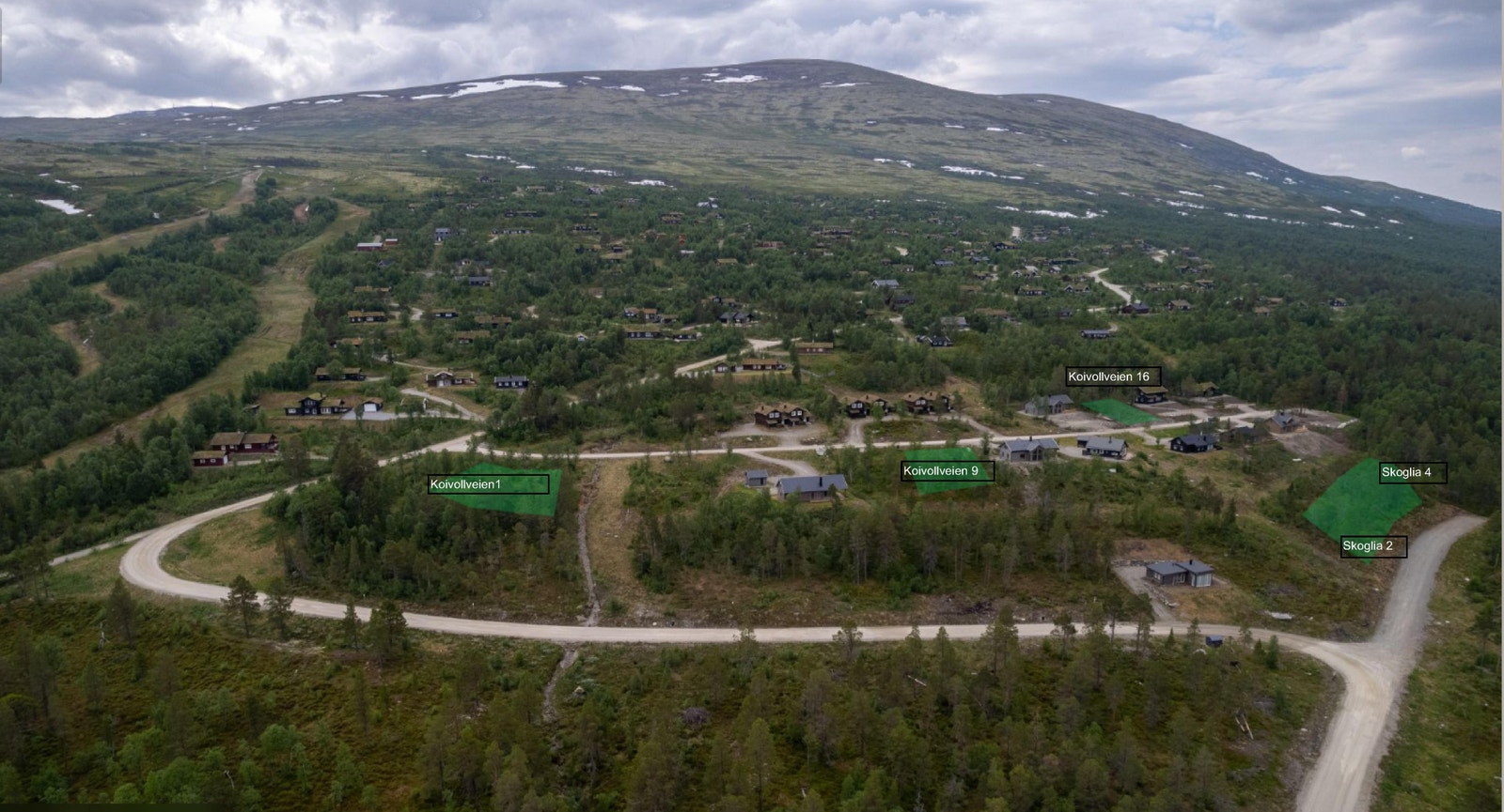 Område bilde med tomtene avmerket i terrenget Galleribilde