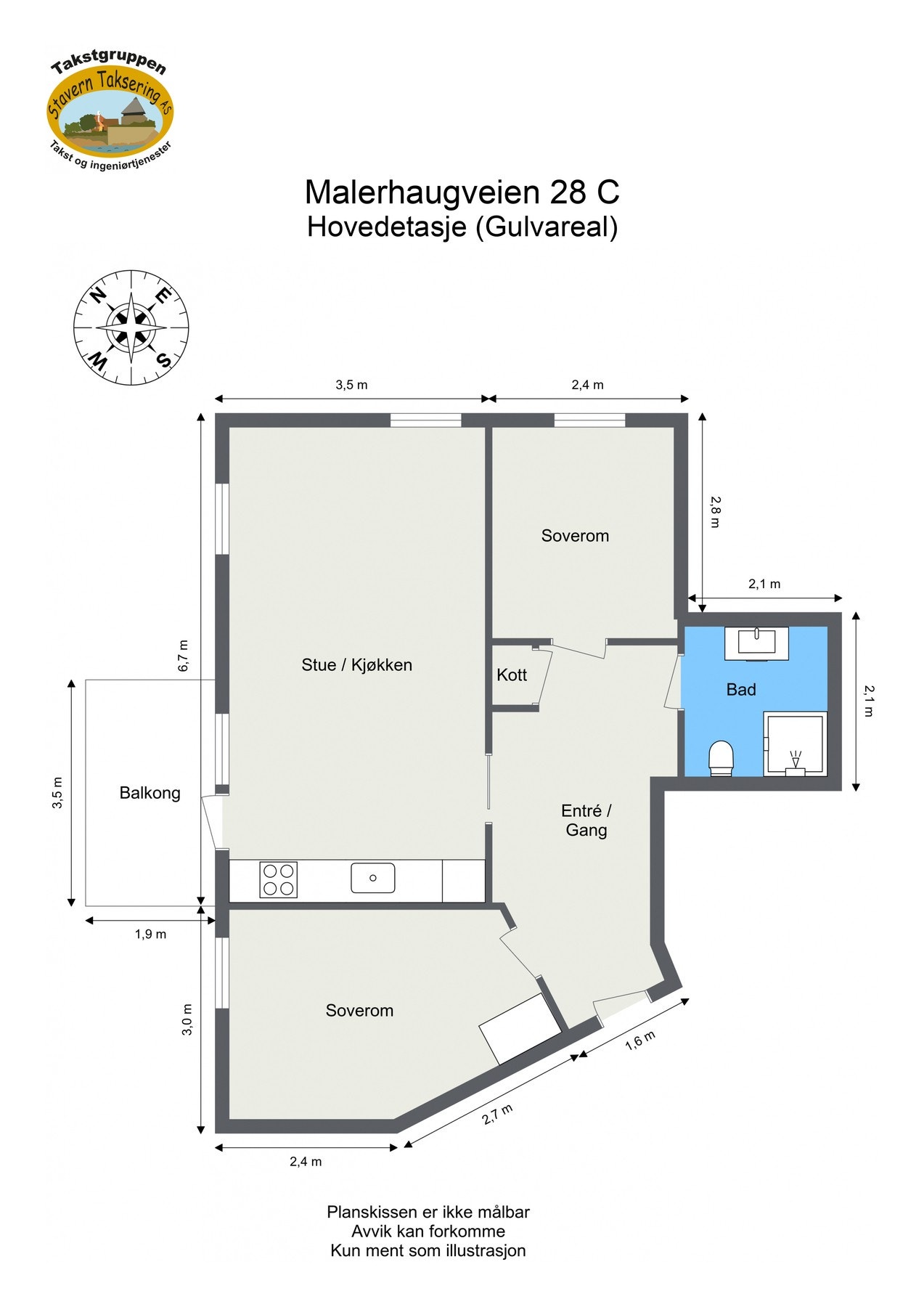 Oppmålt planløsning Galleribilde