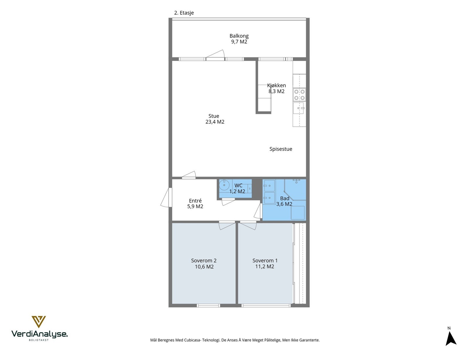 Planløsning. Det følger to eksterne boder i underetasje. Galleribilde