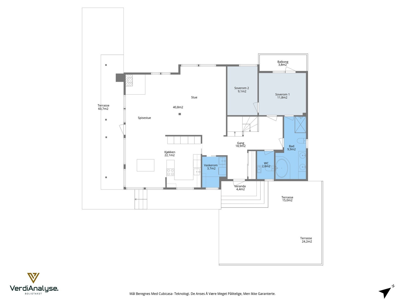 Planskisse av boligens 1. etasje. Galleribilde