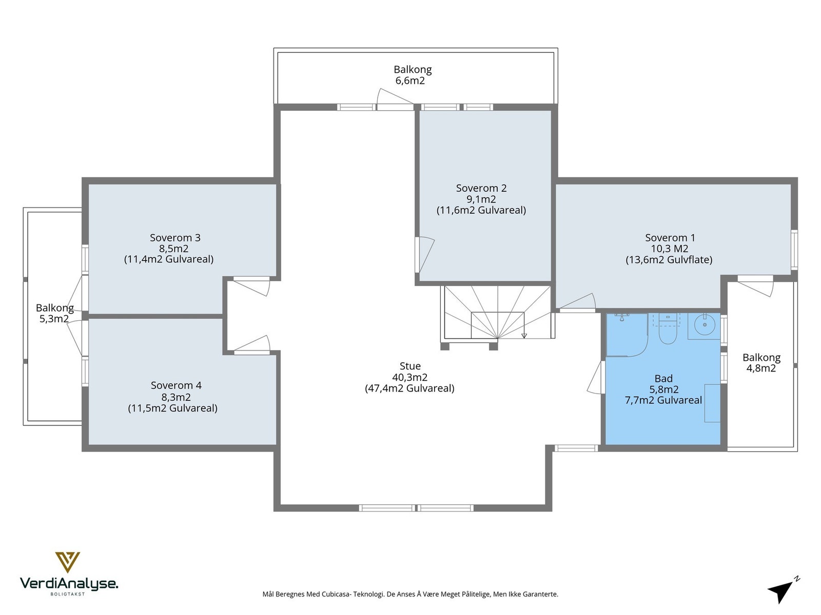 Planskisse av boligens 2. etasje. Galleribilde