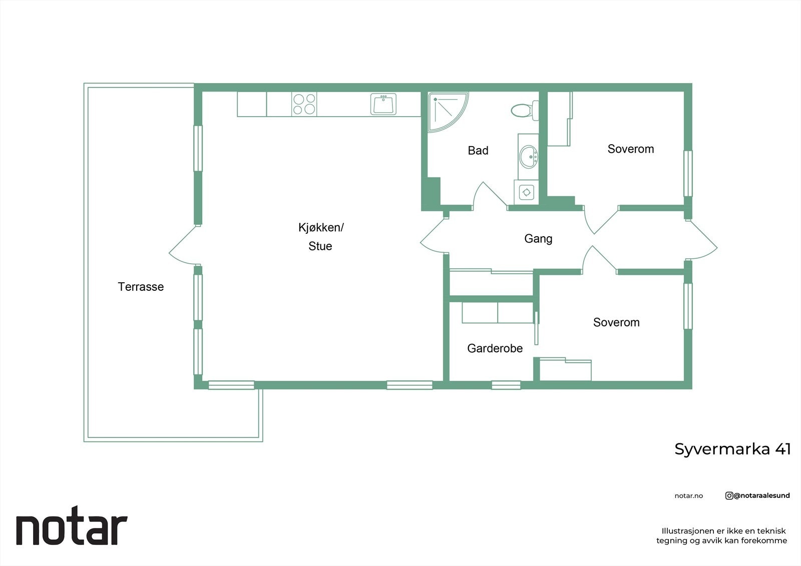 Planskisse av leiligheten Galleribilde