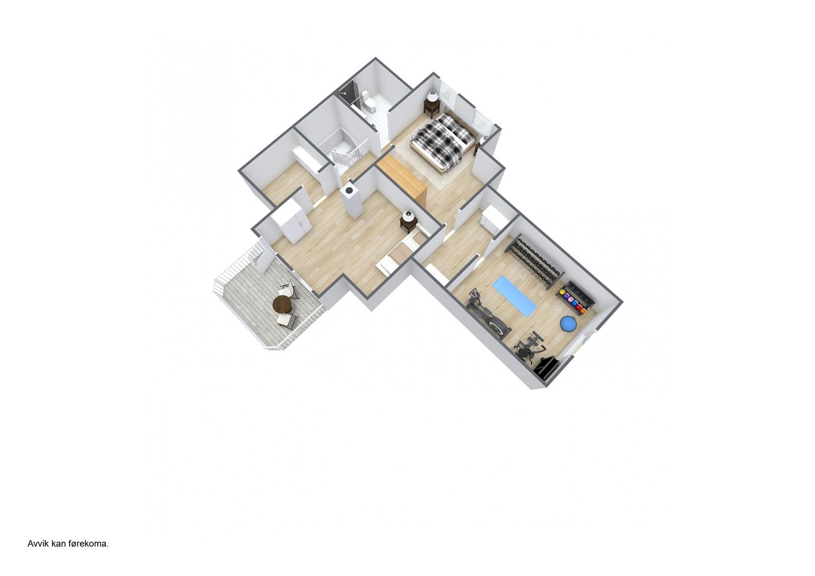 Planteikning 3D - 2. etasje. Galleribilde