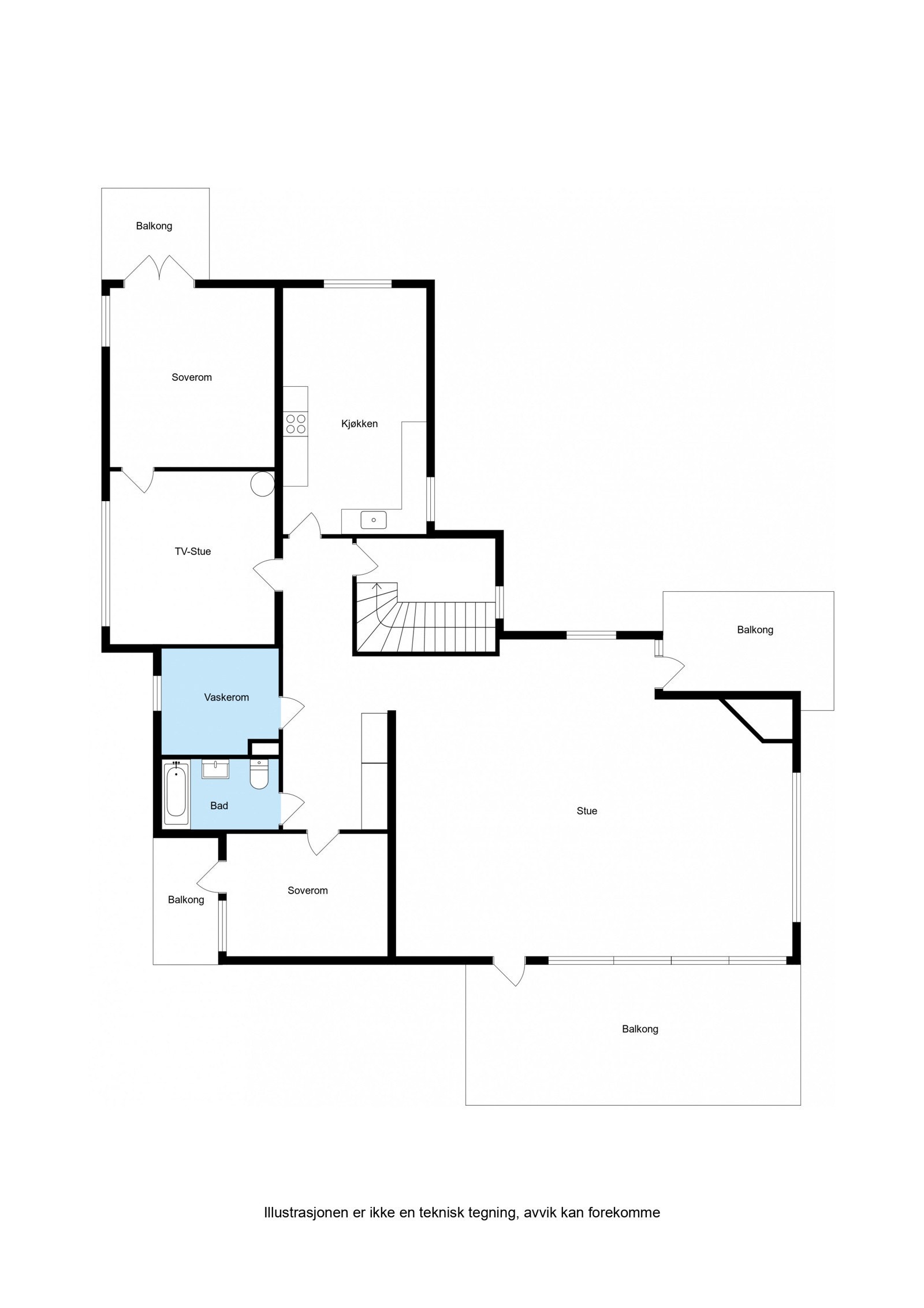 Boligen går over hele 2.etasje i boligen og er på totalt 173 kvm. Galleribilde