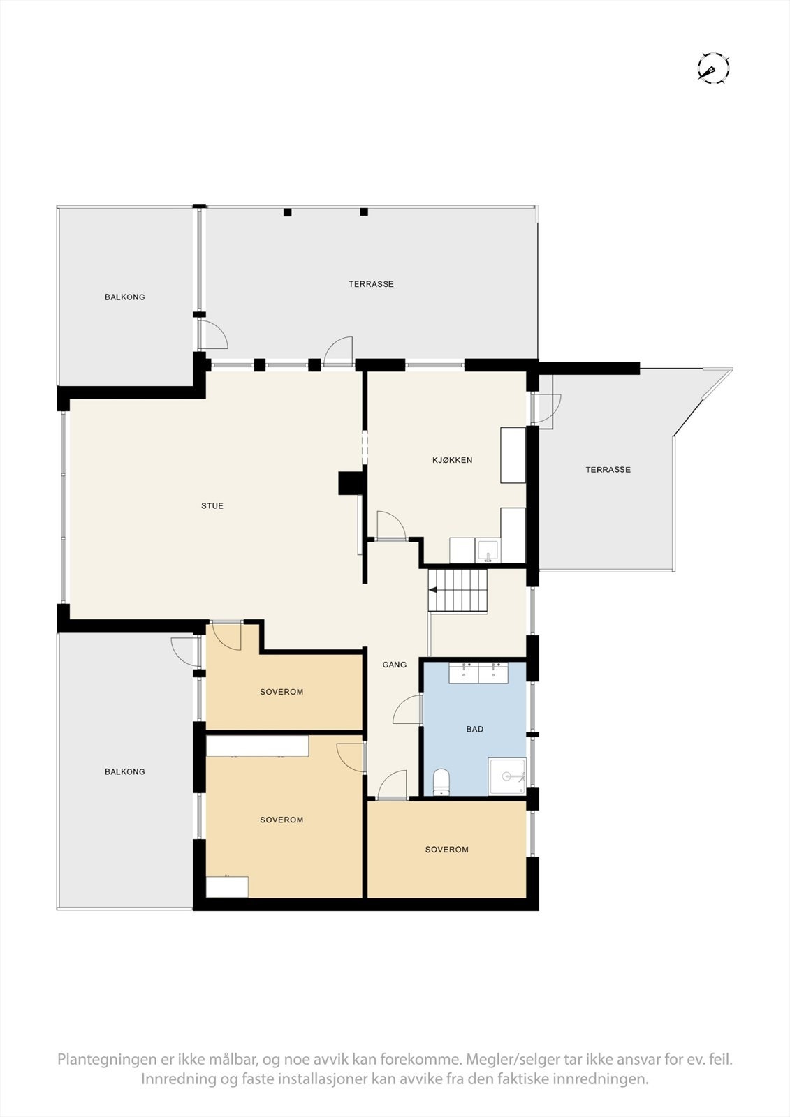 Plantegning hovedetasje. Galleribilde