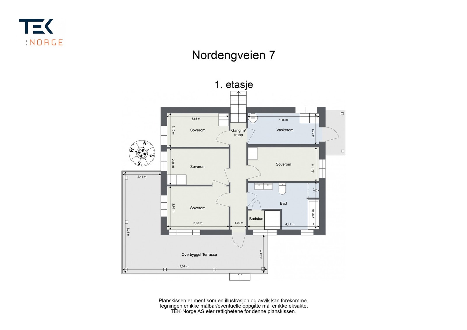 Plantegning Nordengveien 7, 1.etasje. Galleribilde