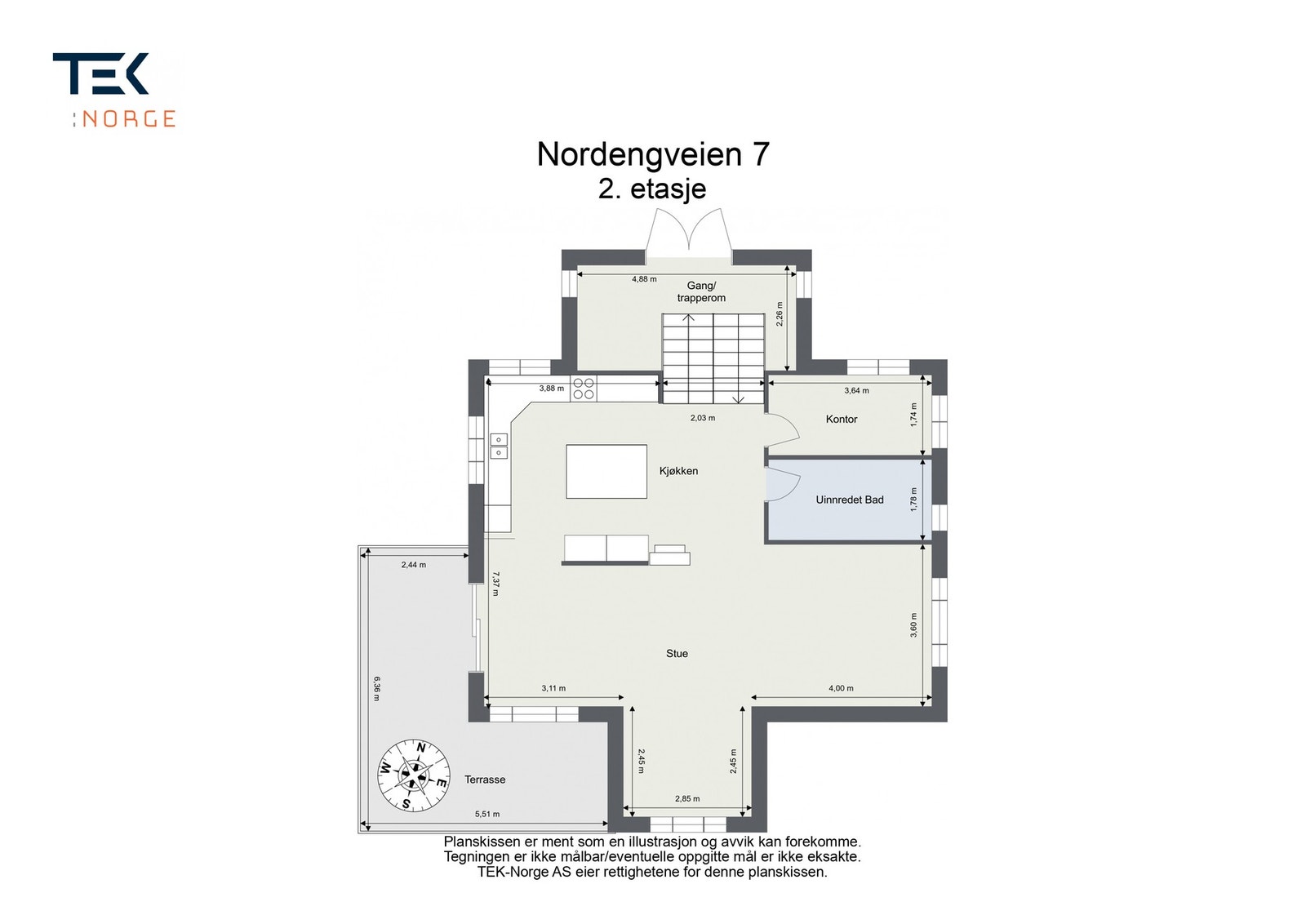Plantegning Nordengveien 7, 2.etasje. Galleribilde