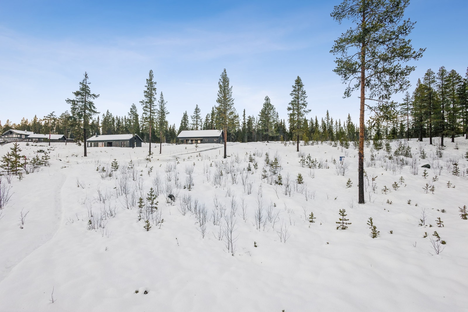 Beliggenhet i et felt med en blanding av moderne og tradisjonelle fritidsboliger. Galleribilde