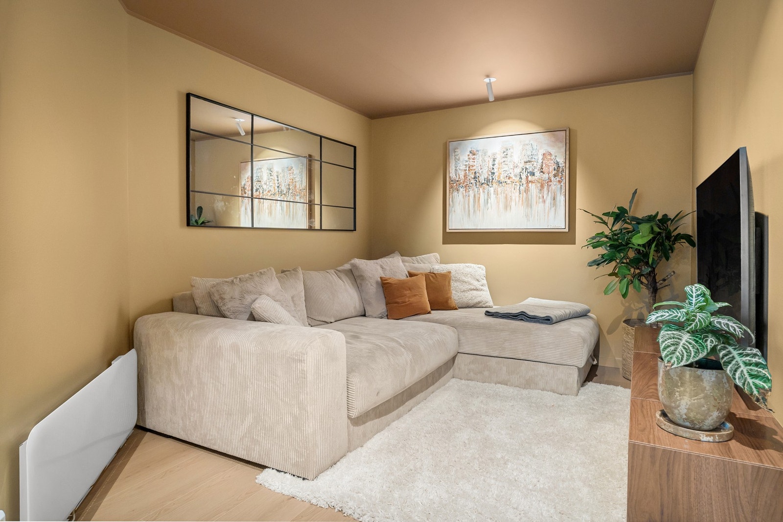 Dette rommet er byggemeldt som bod, men her har selger innredet det til å være TV-stue. Galleribilde