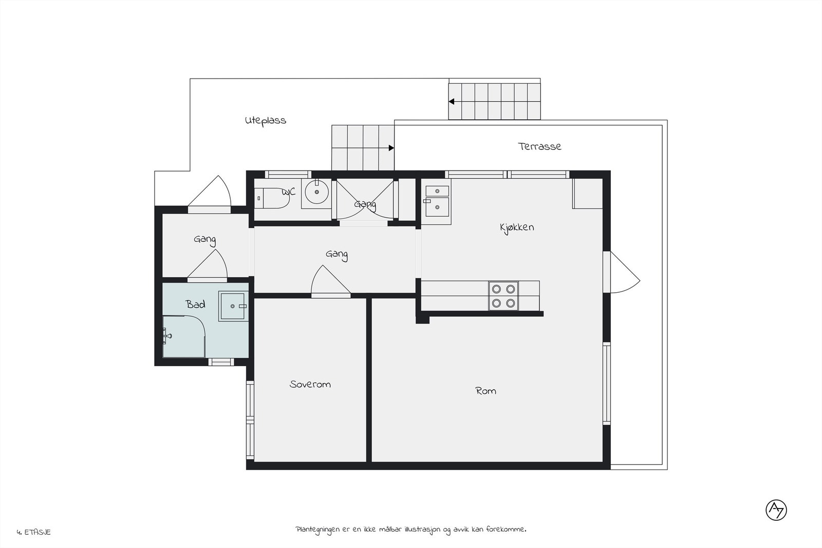 Plantegning hybel over garasje. Galleribilde