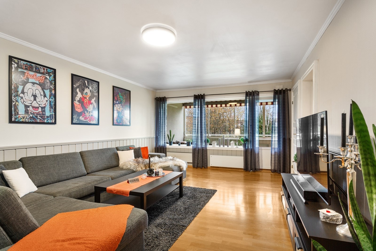 Stue med utgang til innglasset balkong Galleribilde