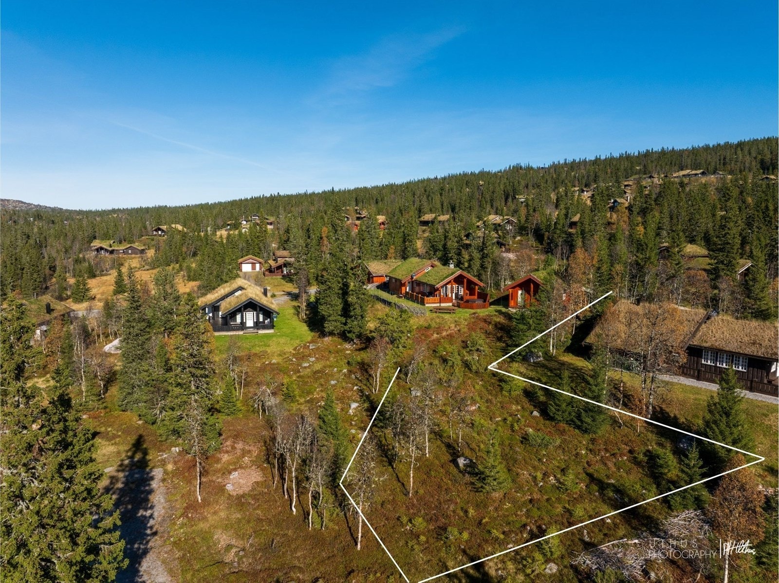 Tomtegrense for tilleggstomt markert med hvite linjer Galleribilde