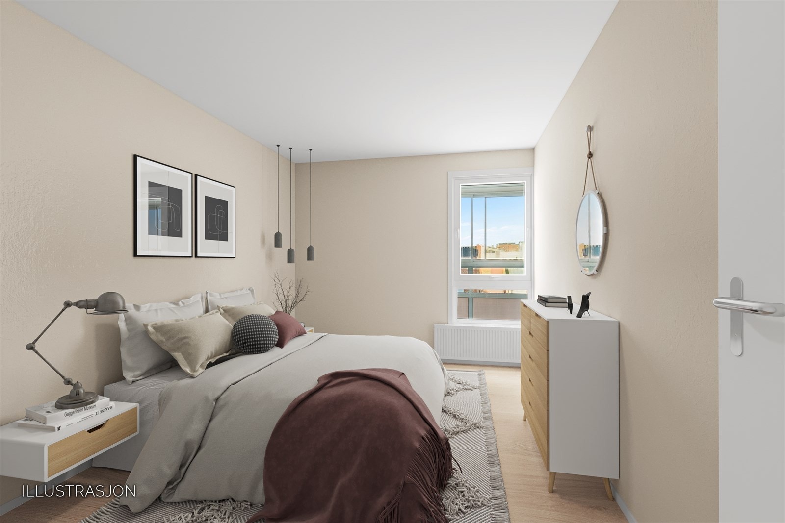 Illustrasjon av soverom nyoppusset. Galleribilde
