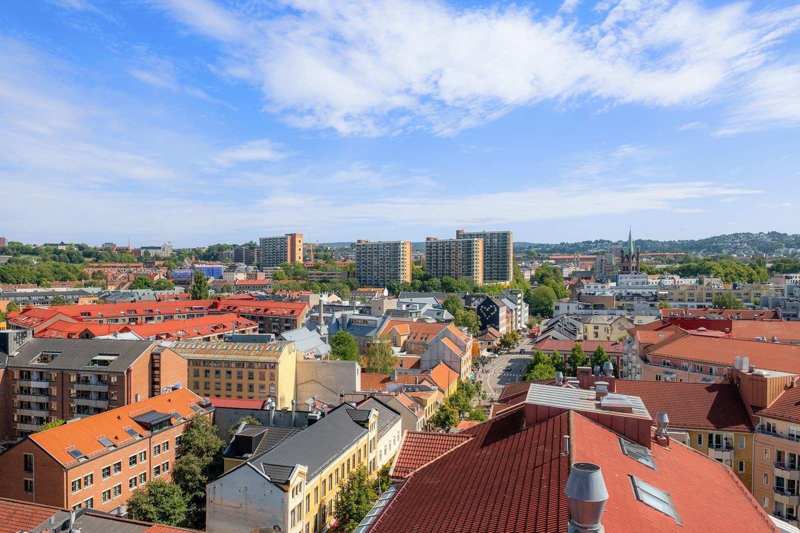 Upåklagelig utsikt utover byens tak. Galleribilde