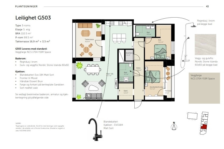 Plantegning for leilighet G503. Galleribilde